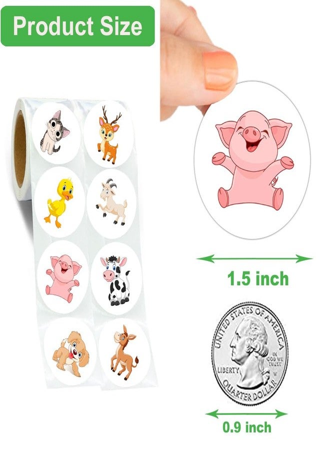 Hohamn 600 Pcs Farm Animals Stickers for Kids Teachers 1.5 Inch 16 Styles Farm Animals Stickers Roll for Kids Birthday Party School Reward Giveaways - Image 3